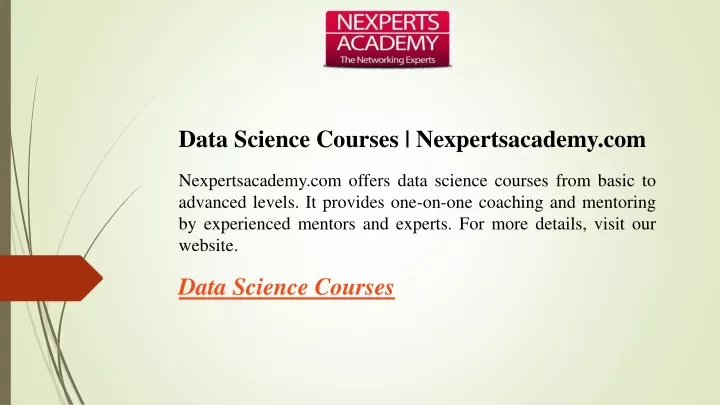 data science courses nexpertsacademy