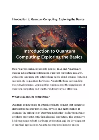 introduction to quantum computing exploring