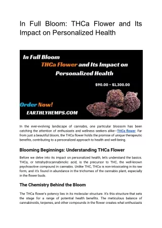 In Full Bloom_ THCa Flower and Its Impact on Personalized Health