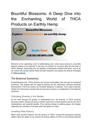 Bountiful Blossoms_ A Deep Dive into the Enchanting World of THCA Products on Earthly Hemp