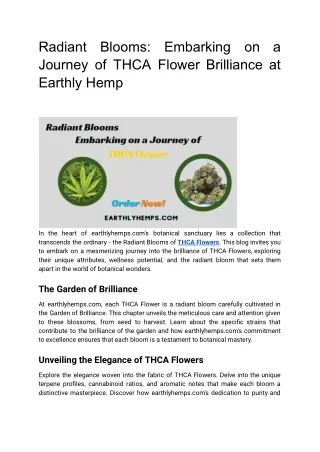 Radiant Blooms_ Embarking on a Journey of THCA Flower Brilliance at Earthly Hemp