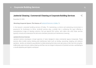 Janitorial Cleaning _ Commercial Cleaning at Corporate Building Services