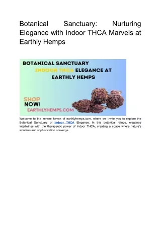 Botanical Sanctuary_ Nurturing Elegance with Indoor THCA Marvels at Earthly Hemps