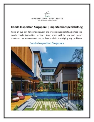 Condo Inspection Singapore  Imperfeccionspecialists.sg