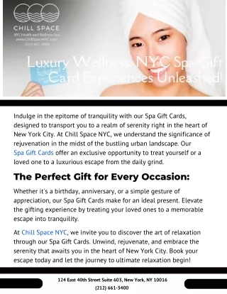 Luxury Wellness: NYC Spa Gift Card Experiences Unleashed!