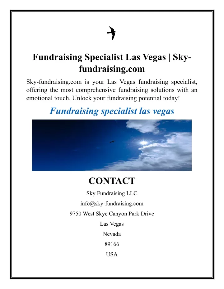 fundraising specialist las vegas sky fundraising