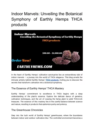 Indoor Marvels_ Unveiling the Botanical Symphony of Earthly Hemps THCA products