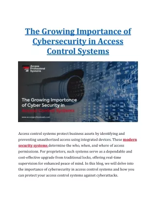 The Growing Importance of Cybersecurity in Access Control Systems