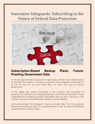 Innovative Safeguards - Subscribing to the Future of Federal Data Protection