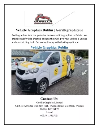 Vehicle Graphics Dublin | Gorillagraphics.ie