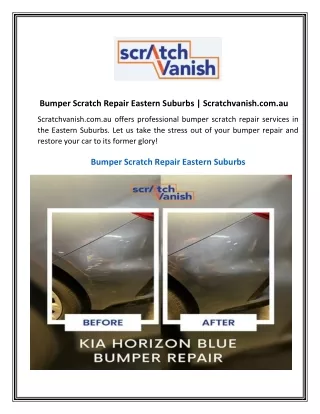 Bumper Scratch Repair Eastern Suburbs