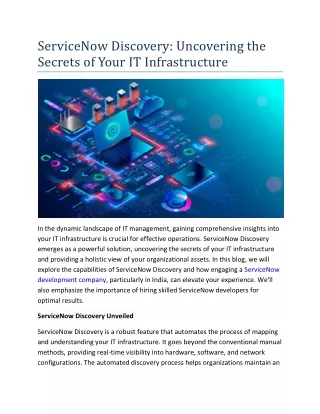 ServiceNow Discovery- Uncovering the Secrets of Your IT Infrastructure