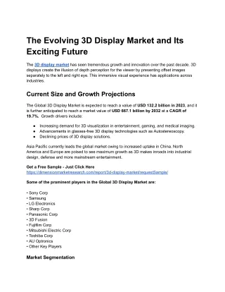 Evolving 3D Display Market