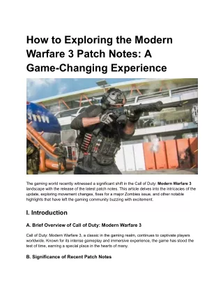 how to exploring the modern warfare 3 patch notes