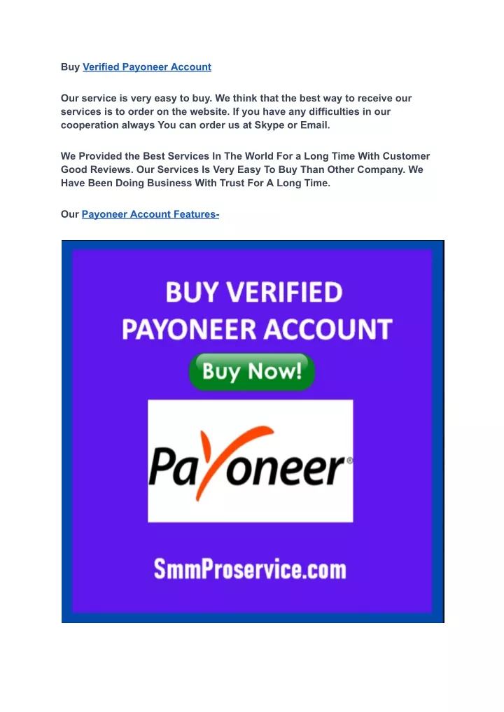 buy verified payoneer account