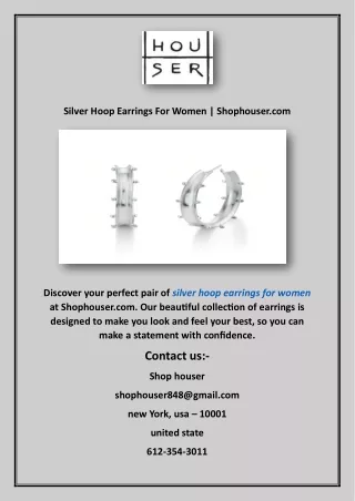 Silver Hoop Earrings For Women | Shophouser.com