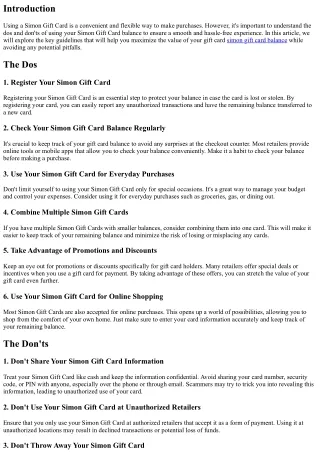 The Dos and Don'ts of Using Your Simon Gift Card Balance