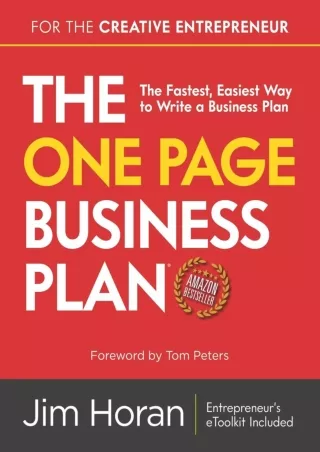 [READ DOWNLOAD] The One Page Business Plan for the Creative Entrepreneur: The Fastest, Easiest Way to Write a Business P