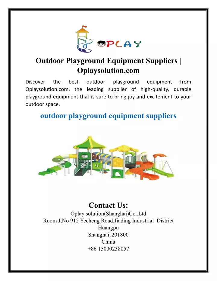 outdoor playground equipment suppliers