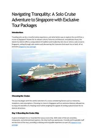 navigating tranquility a solo cruise adventure to singapore with exclusive tour packages