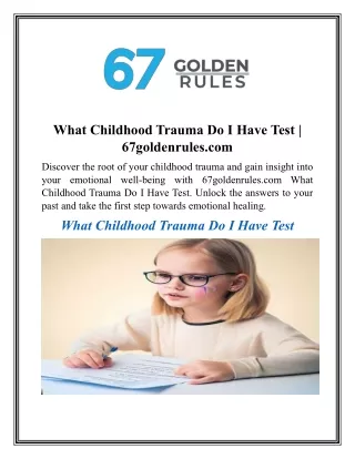 What Childhood Trauma Do I Have Test  67goldenrules