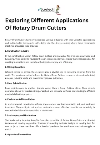 Exploring Different Applications Of Rotary Drum Cutters