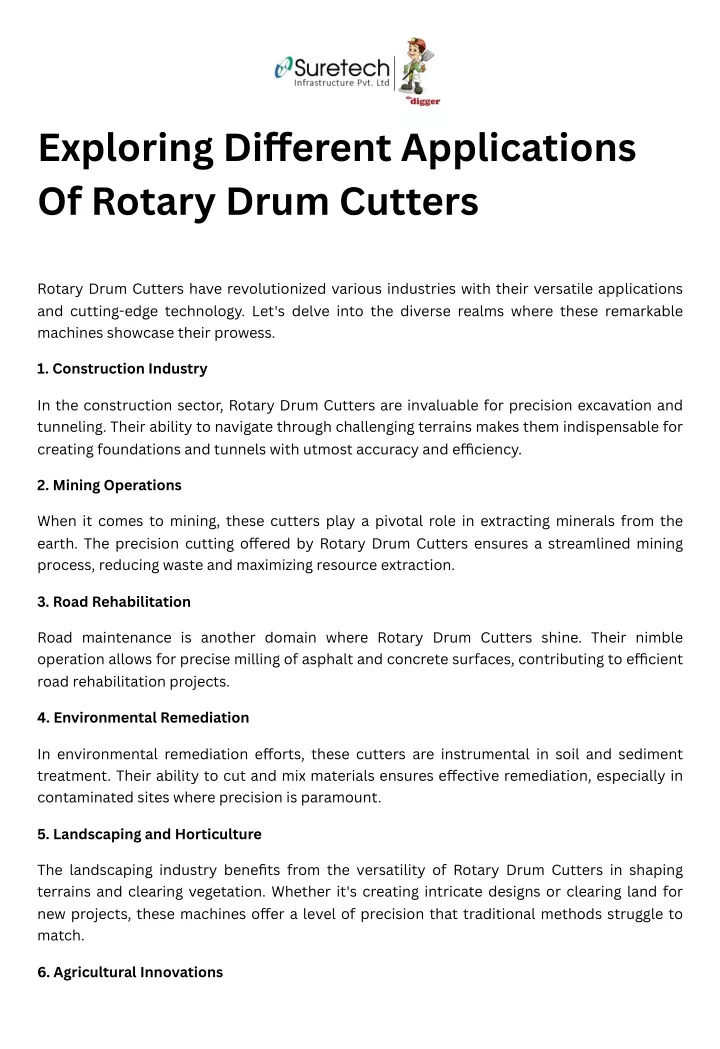 exploring di erent applications of rotary drum