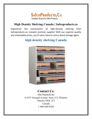 High Density Shelving Canada | Safcoproducts.ca