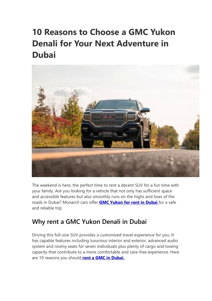 10 reasons to choose a gmc yukon denali for your