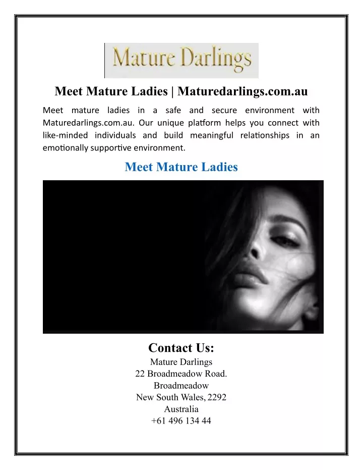 meet mature ladies maturedarlings com au