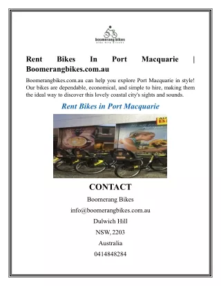 Rent Bikes In Port Macquarie  Boomerangbikes.com