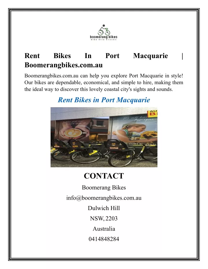 rent boomerangbikes com au