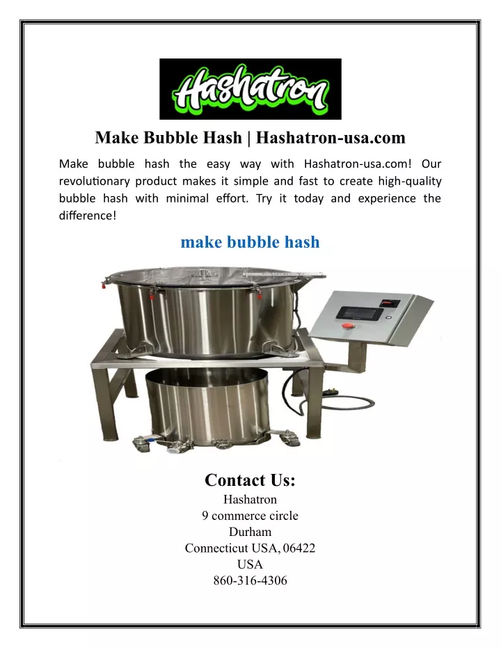 make bubble hash hashatron usa com