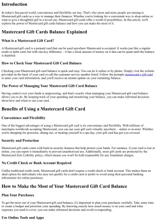 Mastercard Gift Cards Balance: Unlocking the Power of Your Funds