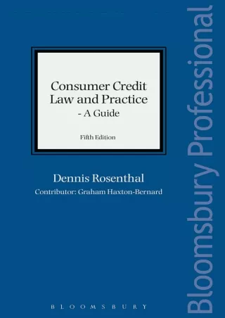 [PDF] DOWNLOAD  Consumer Credit Law and Practice - A Guide: Fifth Edition