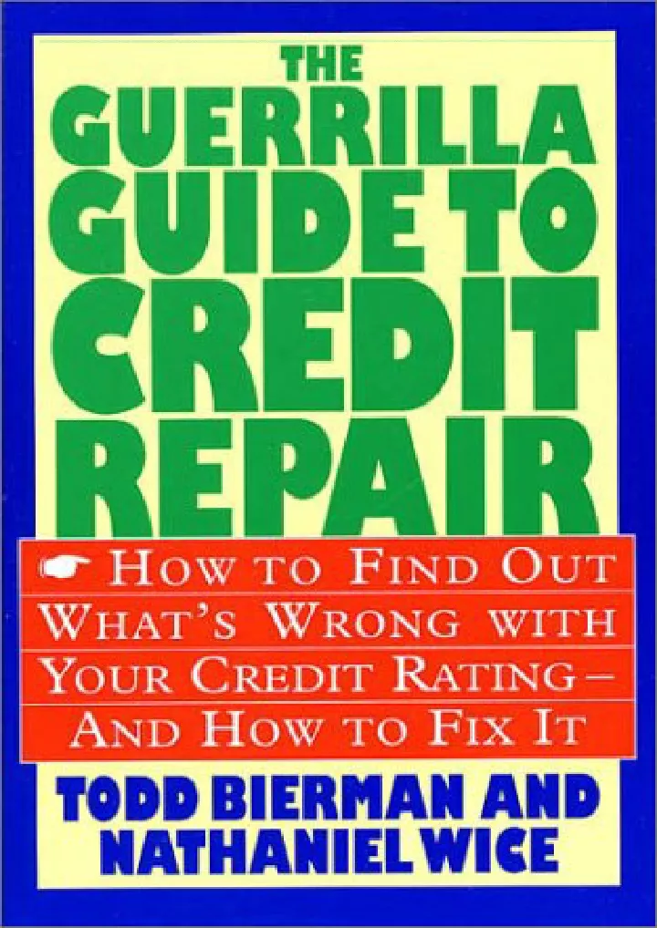 pdf download the guerrilla guide to credit repair