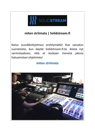 miten striimata  Solidstream.fi