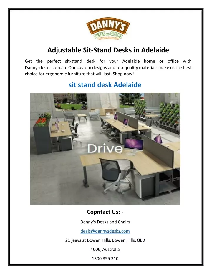 adjustable sit stand desks in adelaide