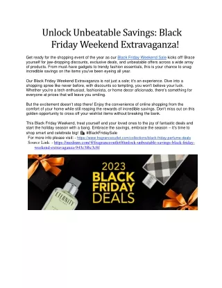 Black Friday Weekend Extravaganza!
