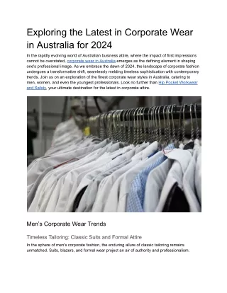 Exploring the Latest in Corporate Wear in Australia for 2024