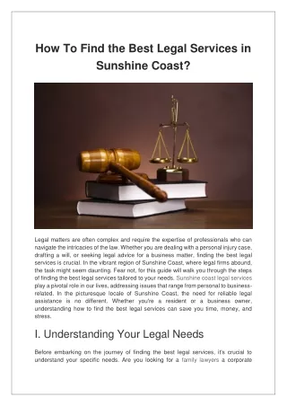 How To Find the Best Legal Services in Sunshine Coast?