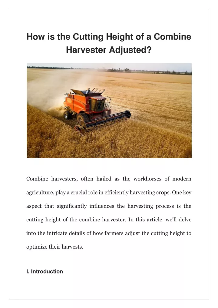 how is the cutting height of a combine harvester