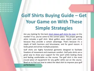 Golf Shirts Buying Guide – Get Your Game on With These Simple Strategies