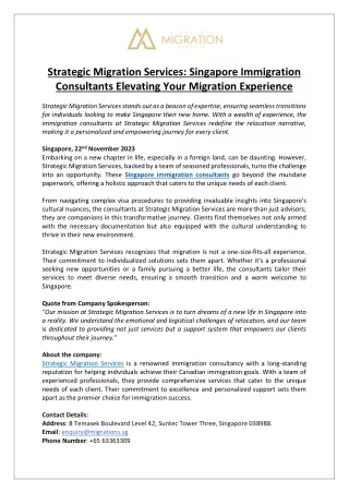 Strategic Migration Services Singapore Immigration Consultants Elevate Your