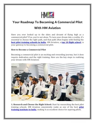 Your Roadmap to Becoming a Commercial Pilot with HM Aviation