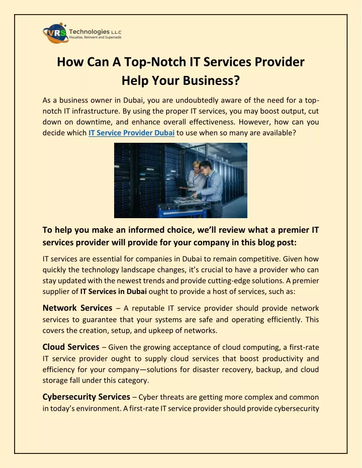 how can a top notch it services provider help