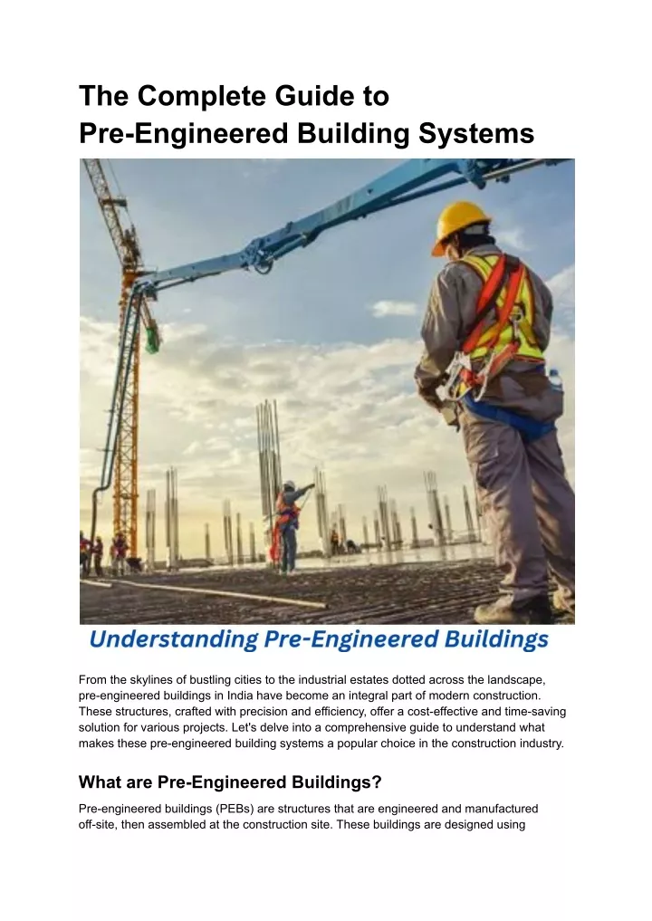 the complete guide to pre engineered building
