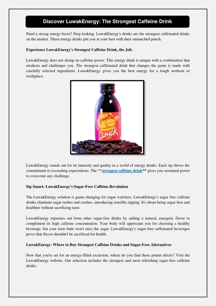 discover luwakenergy the strongest caffeine drink