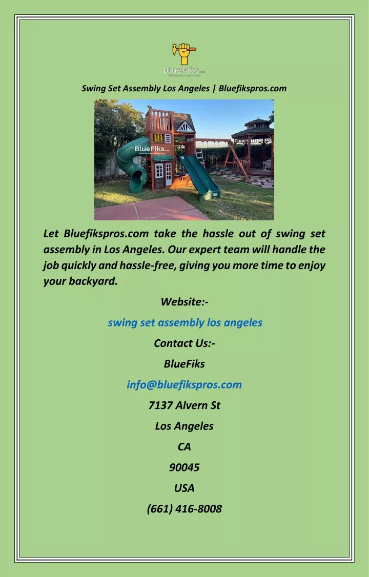 swing set assembly los angeles bluefikspros com