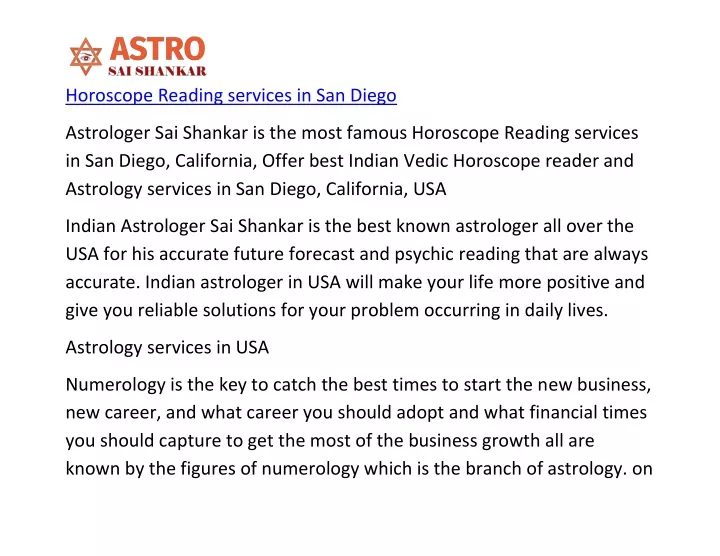 horoscope reading services in san diego